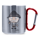 Da Oid Sinzer Grundfiguren Edelstahl Kaffeetasse roter Karabiner 320ml Kitzstein Front